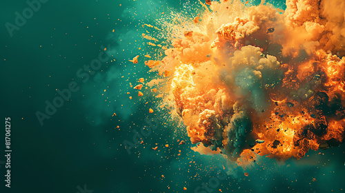 Explosion on Green Background photo