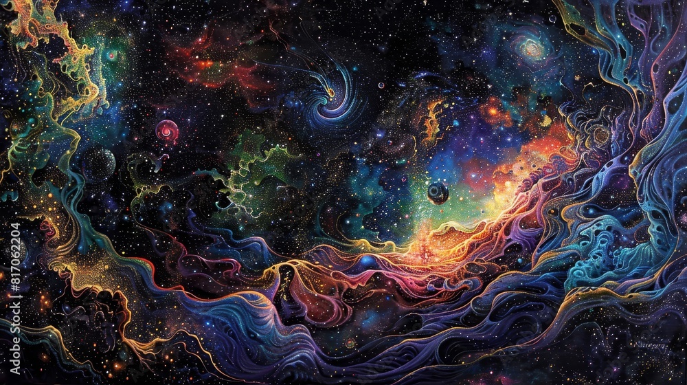 Celestial tapestry with shimmering stardust in the night sky background Celestial tapestry with shimmering stardust in the night sky background
