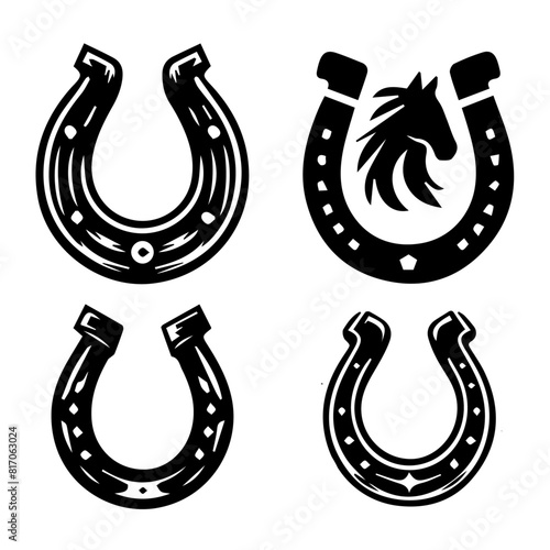 horse shoe silhouettes on white background