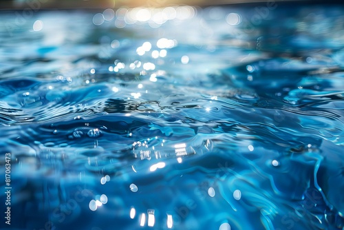 A close up of a pool with a blue water surface