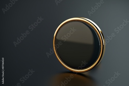 A circular object in close-up against a black backdrop photo