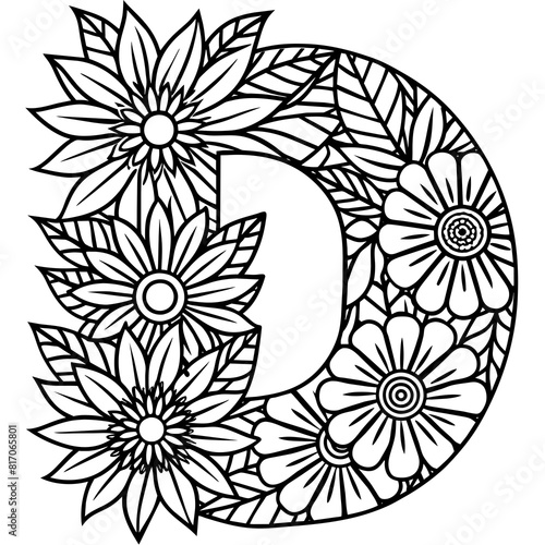 colorful with letter D and flowers
