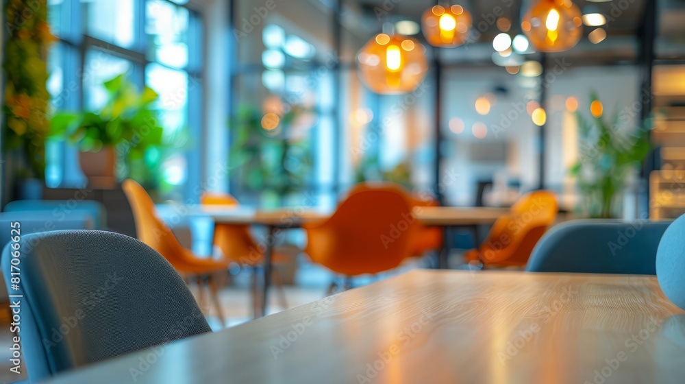 An abstract blurred image of a creative office space with colorful furniture and artistic decorations An abstract blurred image of a creative office space with colorful furniture and artistic decorations