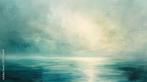 Misty seascape with hints of sunlight background © javier