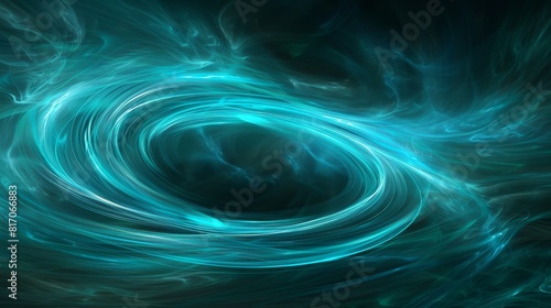 Blue and green abstract digital art of a whirlpool.