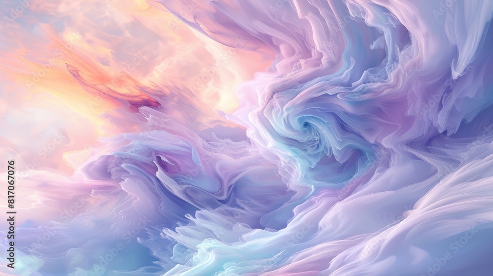 Fototapeta premium Pastel-colored clouds against a gradient sky evoke a dreamy summer evening background