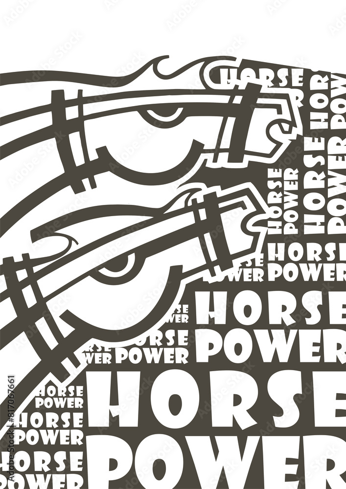 Two Horses with Text Digital Poster Art Illustration in Two Horses with Text Digital Poster Art Illustration in