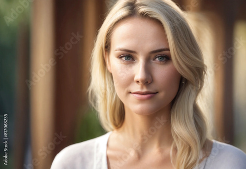 Portrait of a sympathetic young blonde woman - AI generated photo