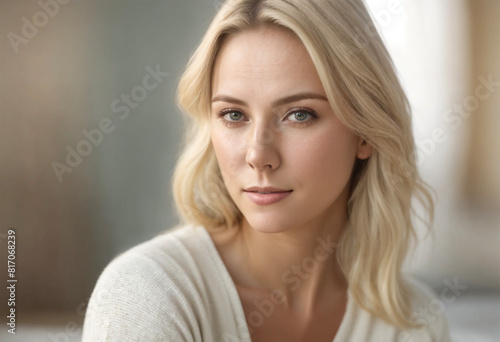 Portrait of a sympathetic young blonde woman - AI generated