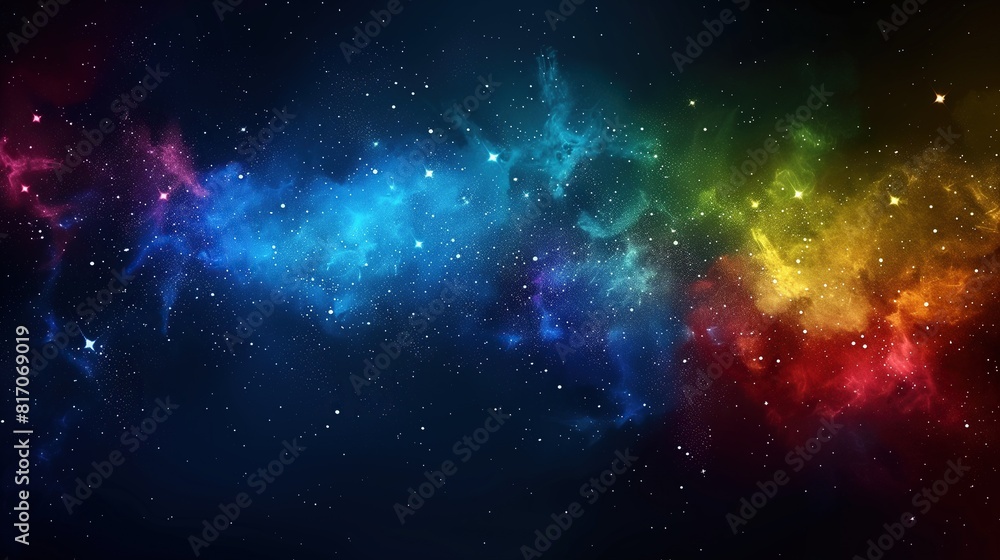 Naklejka premium A vibrant and dynamic space illuminated by a multitude of stars, creating a mesmerizing display of colors and light