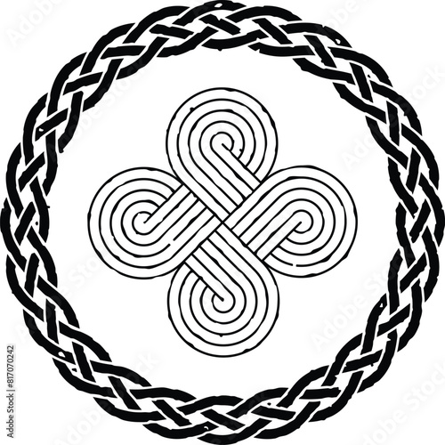 Grunge Viking Lace Pattern Ring and Circular Celtic Knot