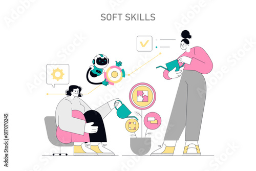 Soft Skills Flat Vector illustration.
