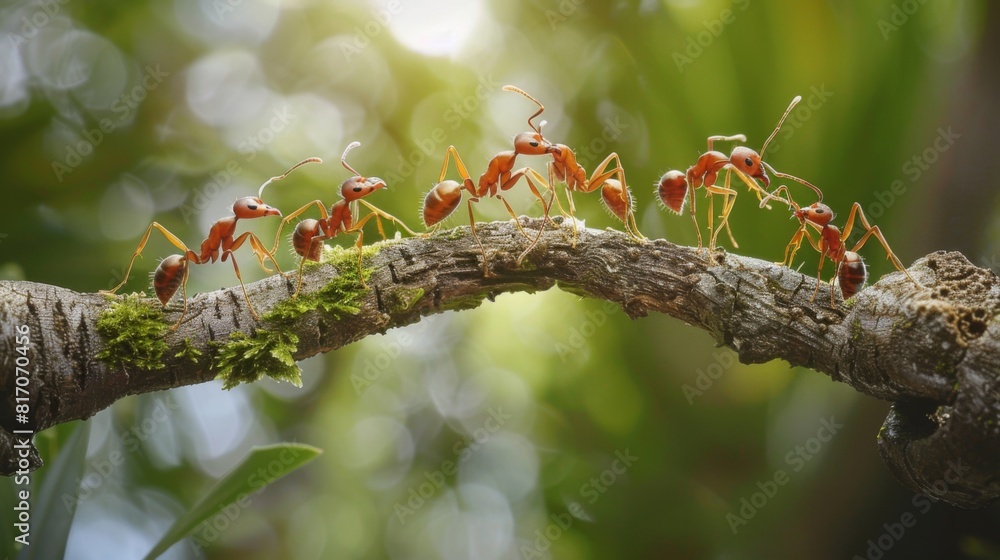 Ants forming a bridge with their bodies to cross a gap, demonstrating their remarkable problem-solving abilities. Ants forming a bridge with their bodies to cross a gap, demonstrating their remarkable problem-solving abilities.