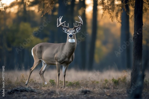 'tailed large deer white buck tail animal cervid fog mammal meadow nature outdoors ungulate weather' photo