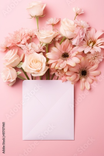  Flowers and an envelope on pink backdrop © Media Srock