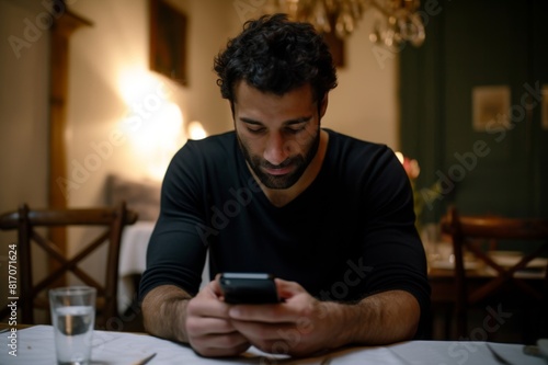 man replying to messages on dating app with smartphone