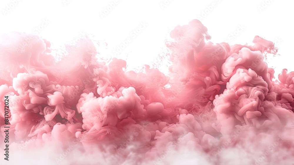 Rose-Colored Dense Smoke on White Background Rose-Colored Dense Smoke on White Background