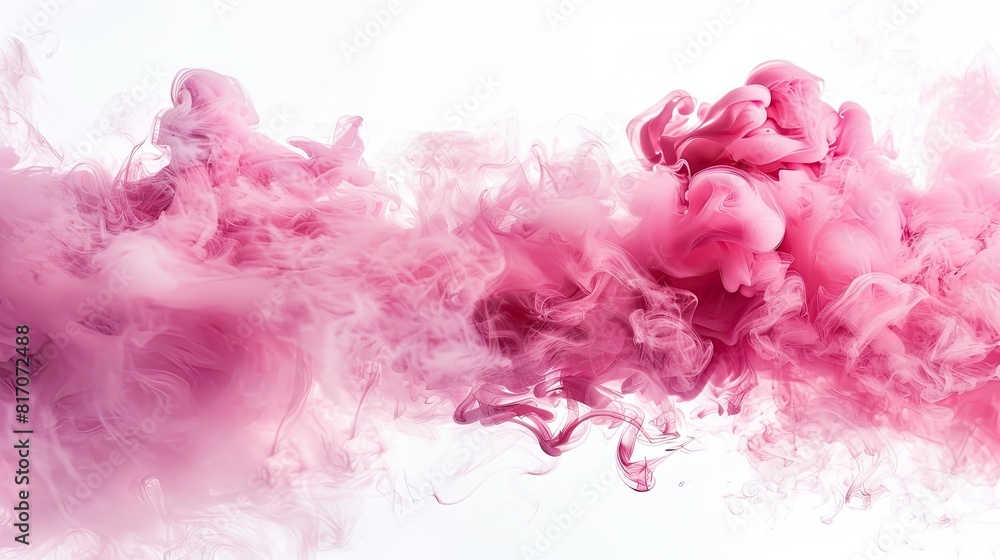 Rose-Colored Dense Smoke on White Background Rose-Colored Dense Smoke on White Background
