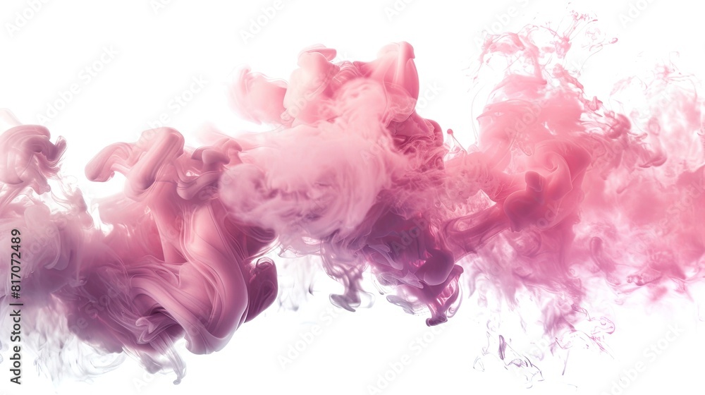 Rose-Colored Dense Smoke on White Background Rose-Colored Dense Smoke on White Background