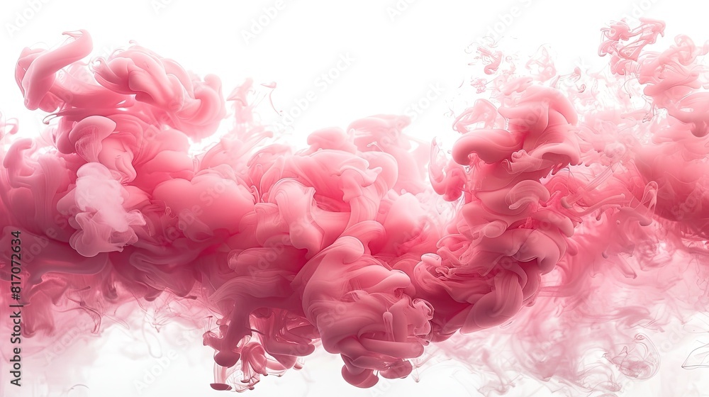 Rose-Colored Dense Smoke on White Background Rose-Colored Dense Smoke on White Background