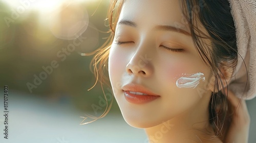 Beautiful young aisan woman. Beauty skin, skincare or cosmetic concept. photo