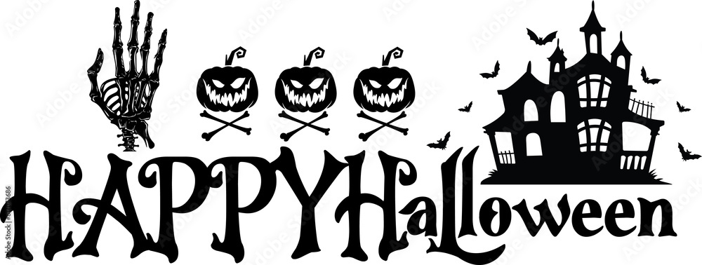 Fototapeta premium Happy Halloween Card PNG