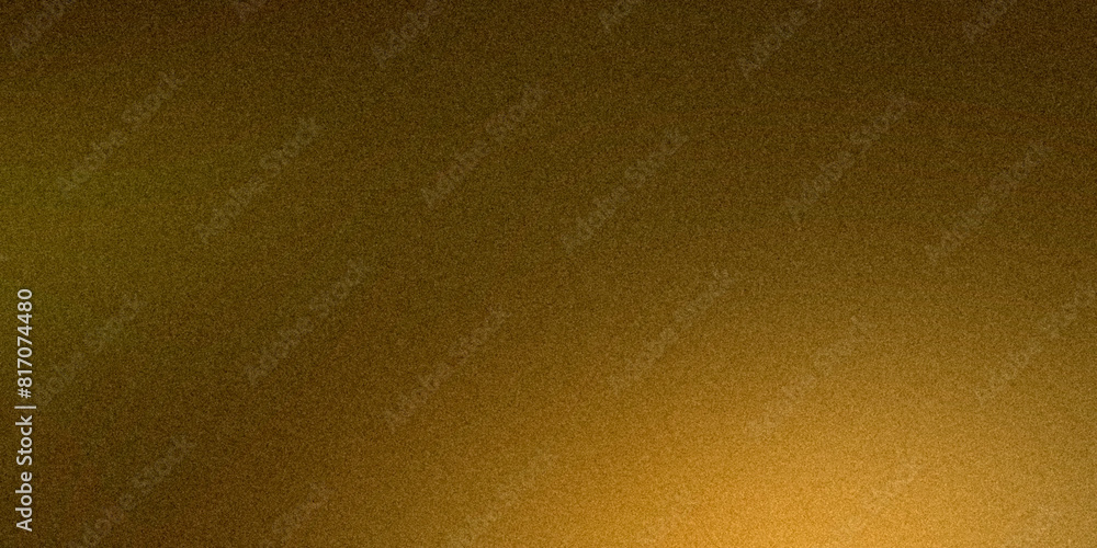 Fototapeta premium Dark golden gradient background, rough texture, grain noise.