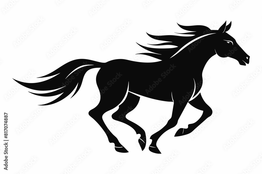 A Lively Running Horse Silhouette A Lively Running Horse Silhouette