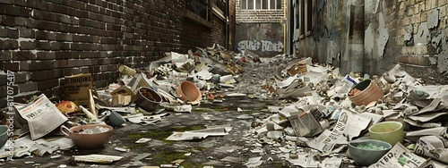 Neglected Alleyway A Gritty Reminder of InnerCity Waste and Environmental Activism photo