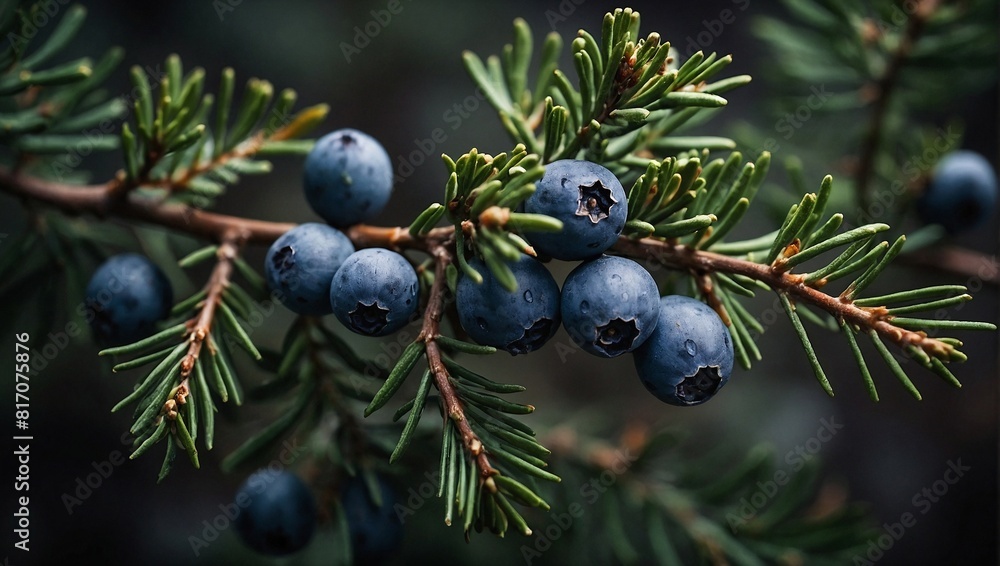 A fresh juniper berry on the branch