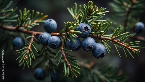 Obraz na płótnie A fresh juniper berry on the branch w salonie
