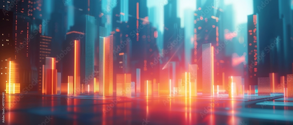 Craft a 3D presentation of a rising business graph for a leadership summit to discuss future strategies