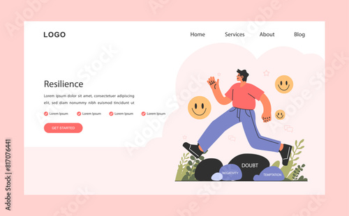 Emotional resilience web banner or landing page. Emotion balance