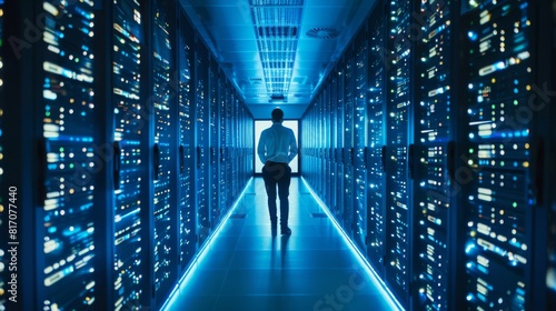 Technician configuring cloud storage solutions in a modern data center © G.Go