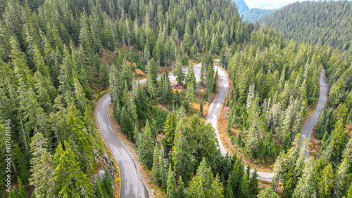 Winding Road in Washington State in Autumn 