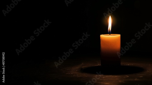 A single lit candle in a dark room, casting a warm glow, rule of thirds composition, sharp focus photo