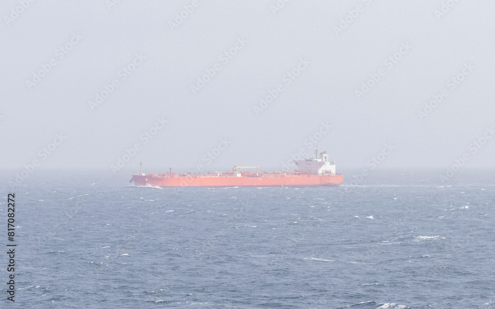 Passing unknown tanker in Atlantic Ocean on Very foggy day Passing unknown tanker in Atlantic Ocean on Very foggy day