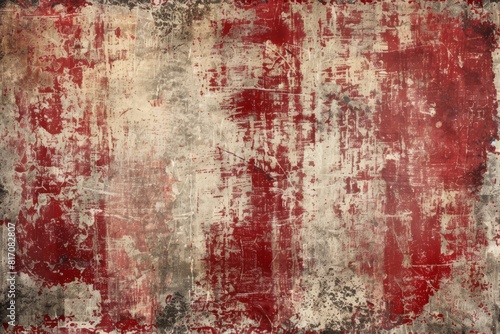Vivid Red Amidst Gray. Abstract Art Displaying Distressed Layers of Paint. © DreamscapesGallery