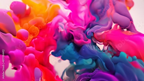 oil smoke paint colorful timelapse explosion abstract  vibrant hues  photo