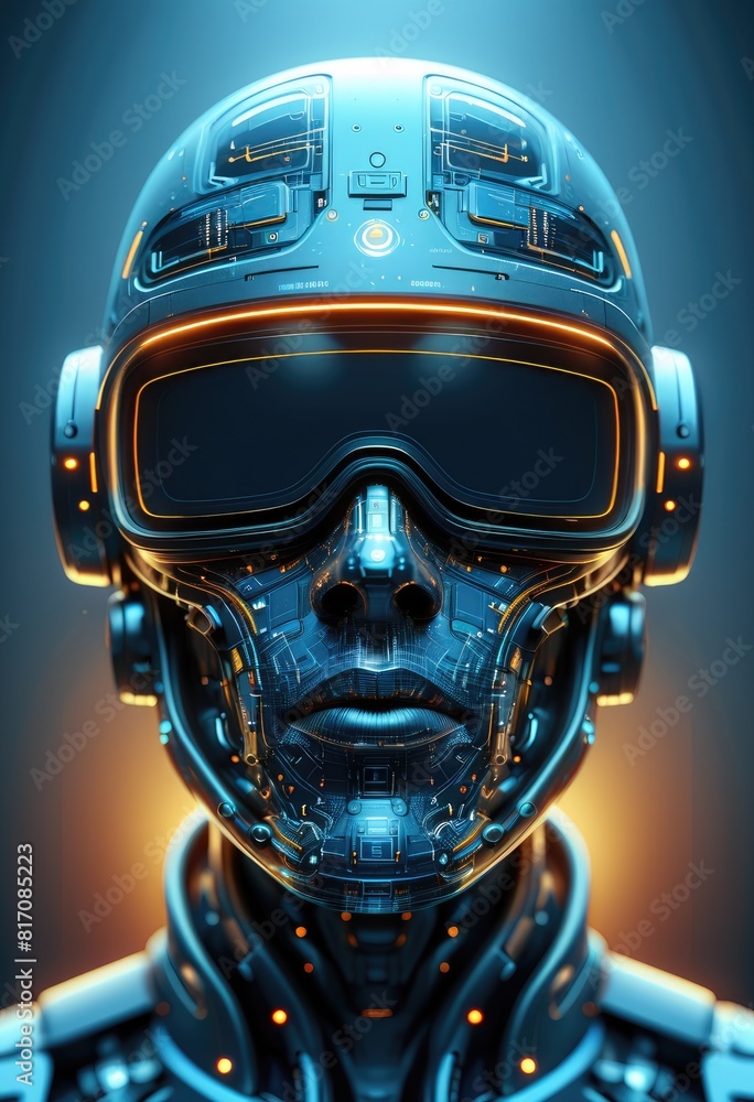 cyborg artificial intelligence robot in the midst of dreaming, showcasing intricate circuit patterns cyborg artificial intelligence robot in the midst of dreaming, showcasing intricate circuit patterns