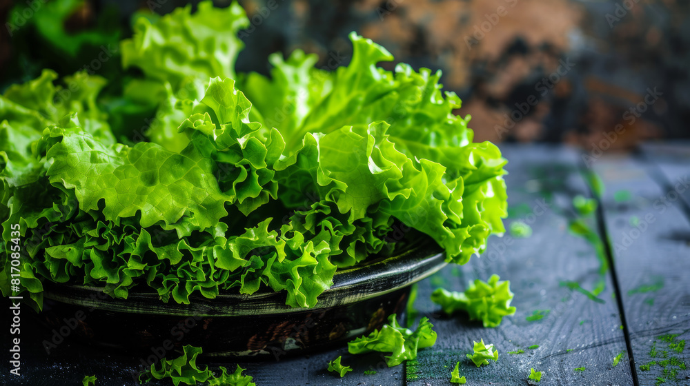 Verdant lettuce leaves cascade in a bowl, promising freshness and nutrition. Verdant lettuce leaves cascade in a bowl, promising freshness and nutrition.