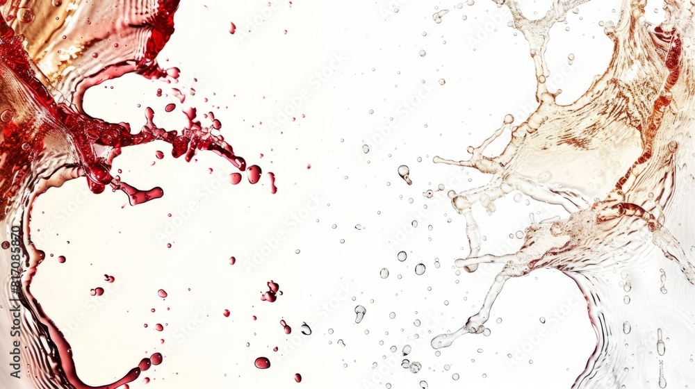 Red and white wine splash with copy space, wine day