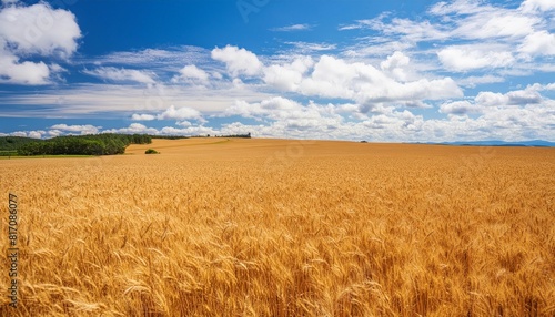 A magical golden wheat field stretching as far as the eye can see 