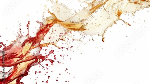 Red and white wine splash with copy space photo