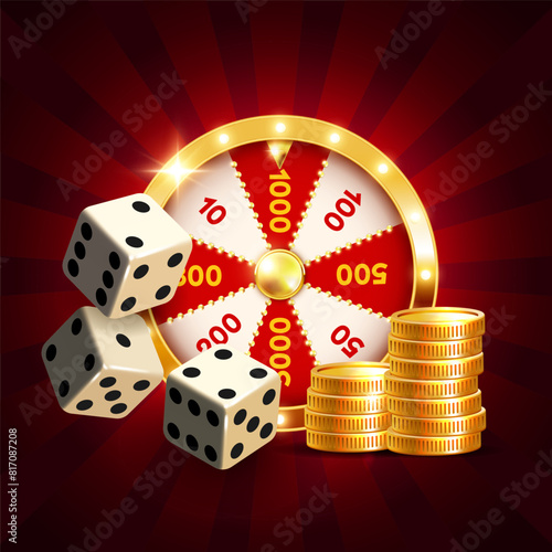 Casino illustration. Vector 3D elements on the theme of casinos and gambling.