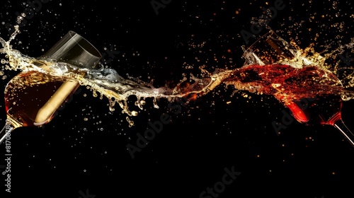 Red and white wine splash with copy space photo