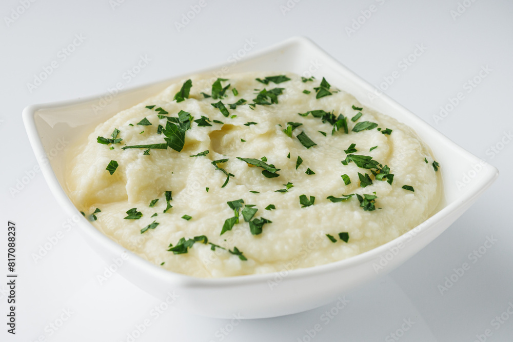 Obraz na plátně delicious mashed cauliflower on a white background