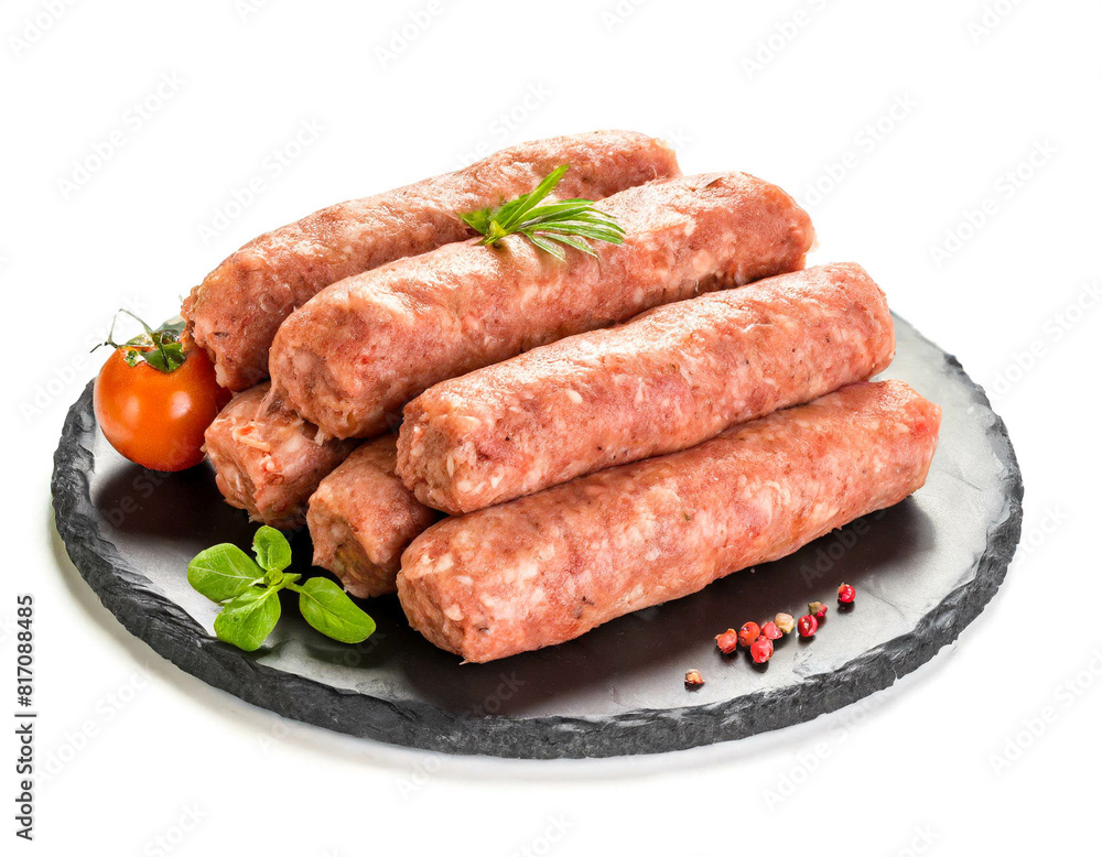 rohe Cevapcici isoliert auf weißen Hintergrund, Freisteller rohe Cevapcici isoliert auf weißen Hintergrund, Freisteller
