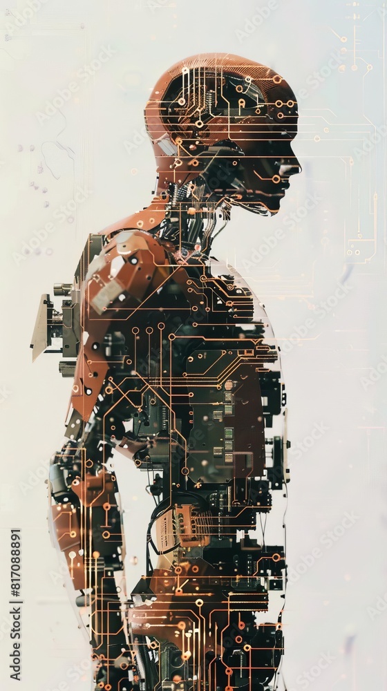 Photo of a robotic figure superimposed on a digital circuit, depicting the integration of AI into electronic systems Photo of a robotic figure superimposed on a digital circuit, depicting the integration of AI into electronic systems