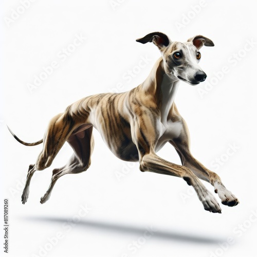 Image of an isolated whippet against a pure white background  ideal for presentations 